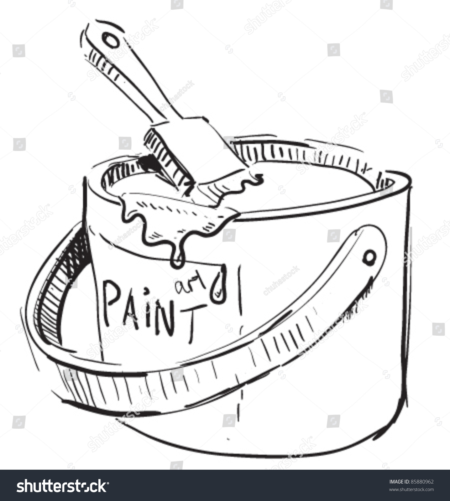 Paintbrush and paint bucket drawing