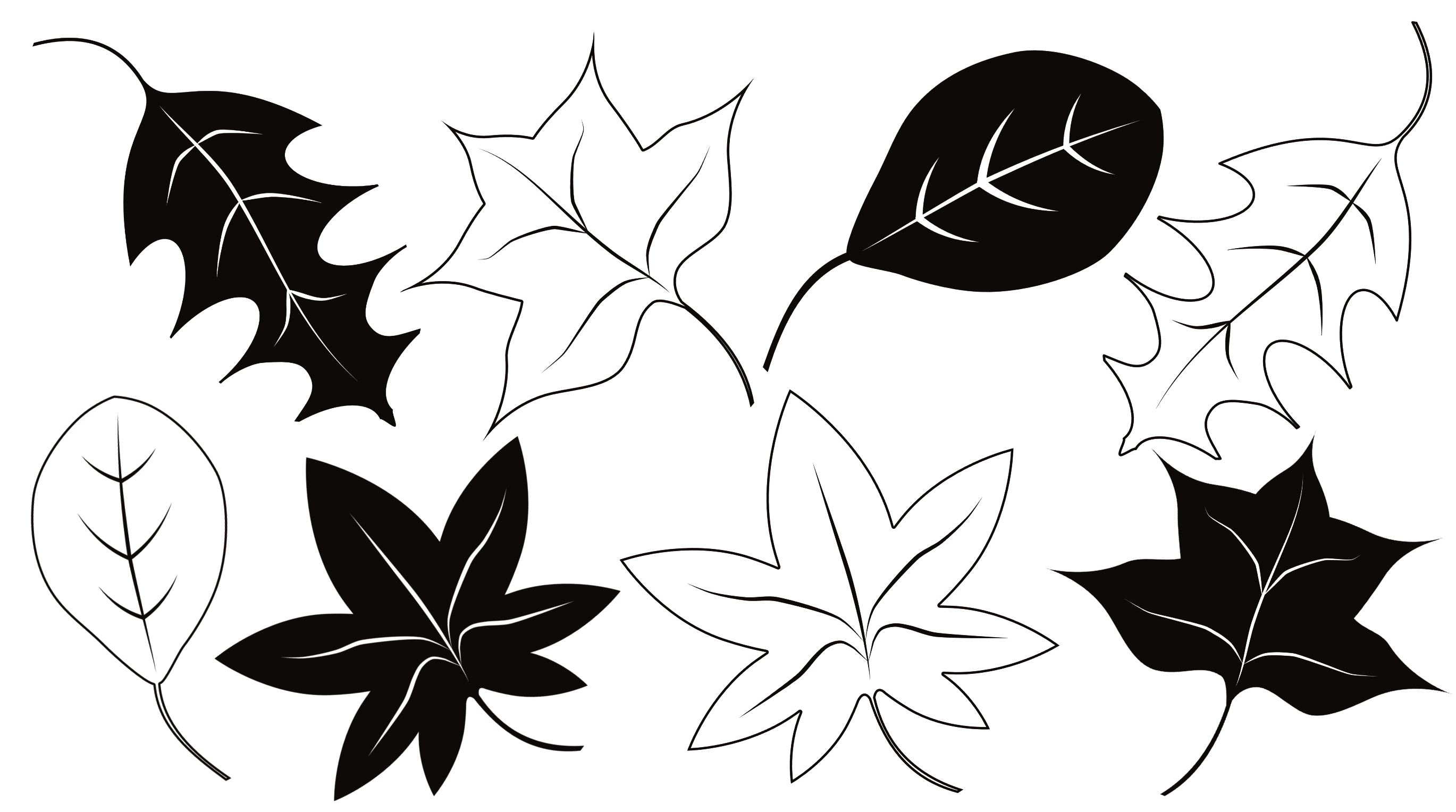 5 Free Black And White Clip Art Leaves