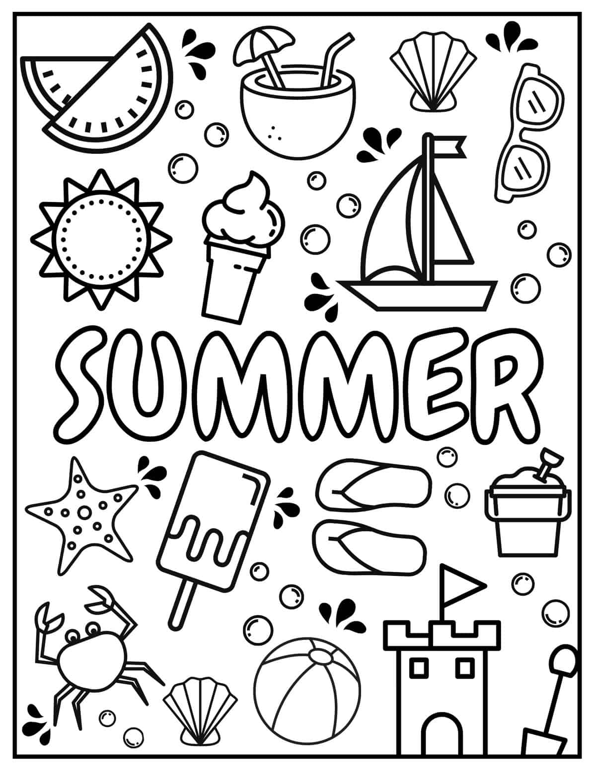 Coloring pages for kids summer