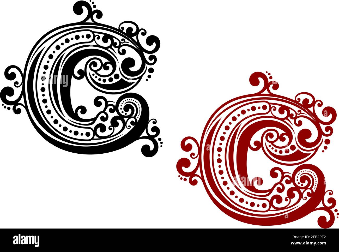 Decorative Style Uppercase Letter C with Curls