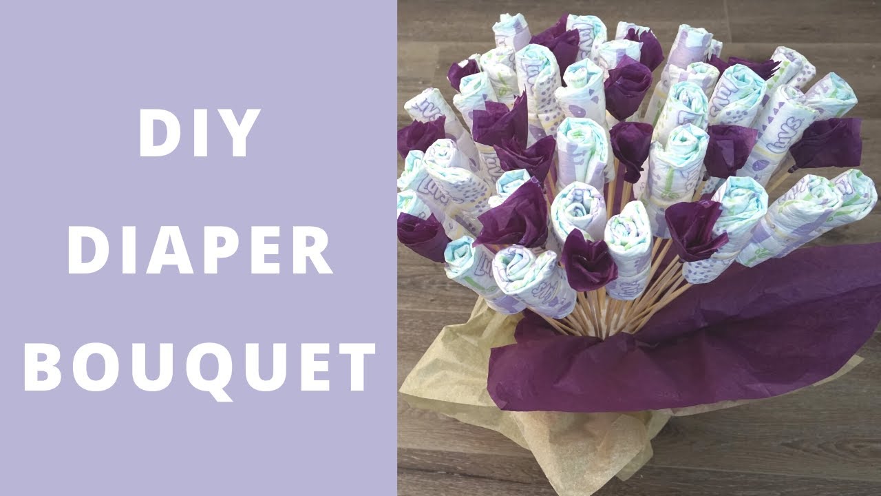 Diaper Flower Bouquet Tutorial For Baby Shower Gift