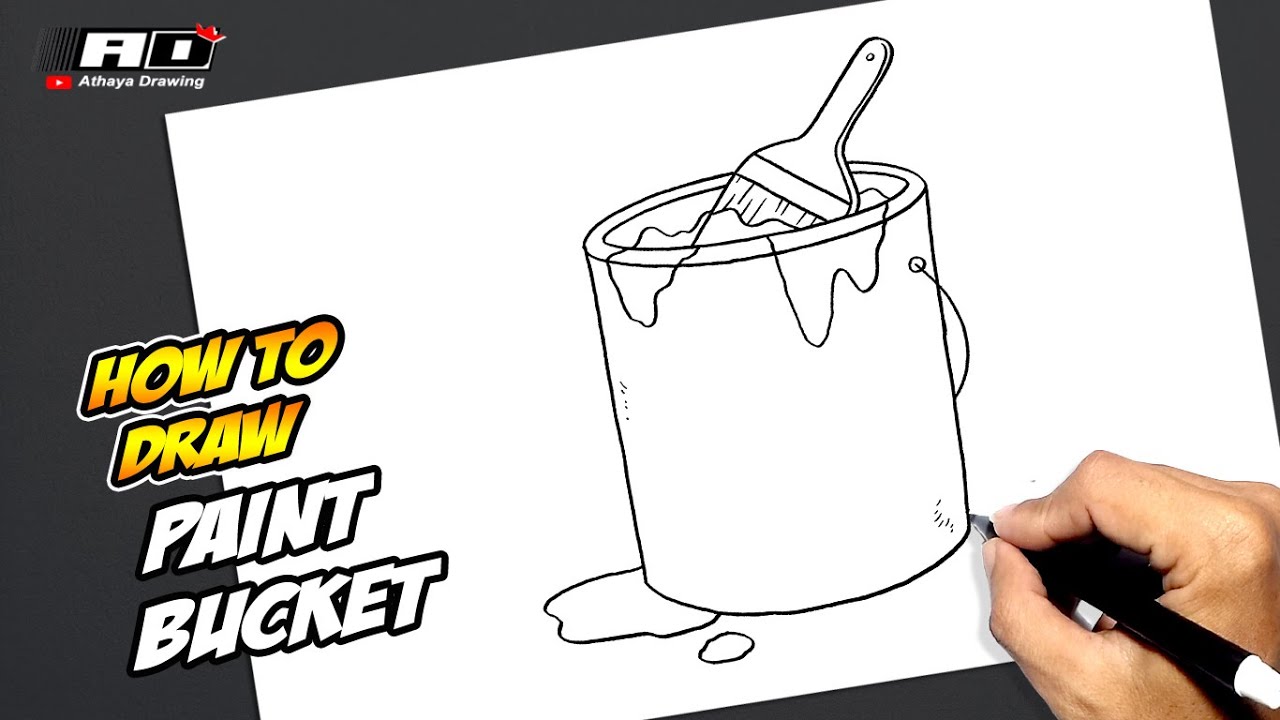 Draw A Pint Brush And Paint Bucket In Easy Steps