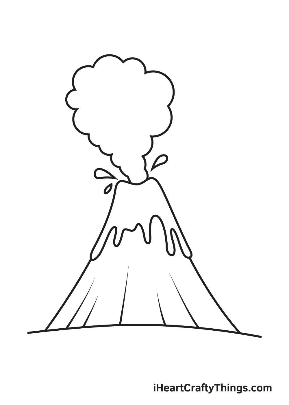 Easy Black And White Volcanic Eruption Drawing Ideas