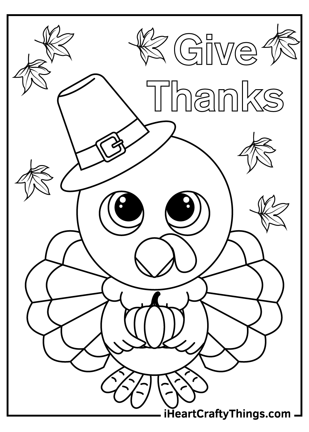 Fall coloring page of a Thanksgiving turkey