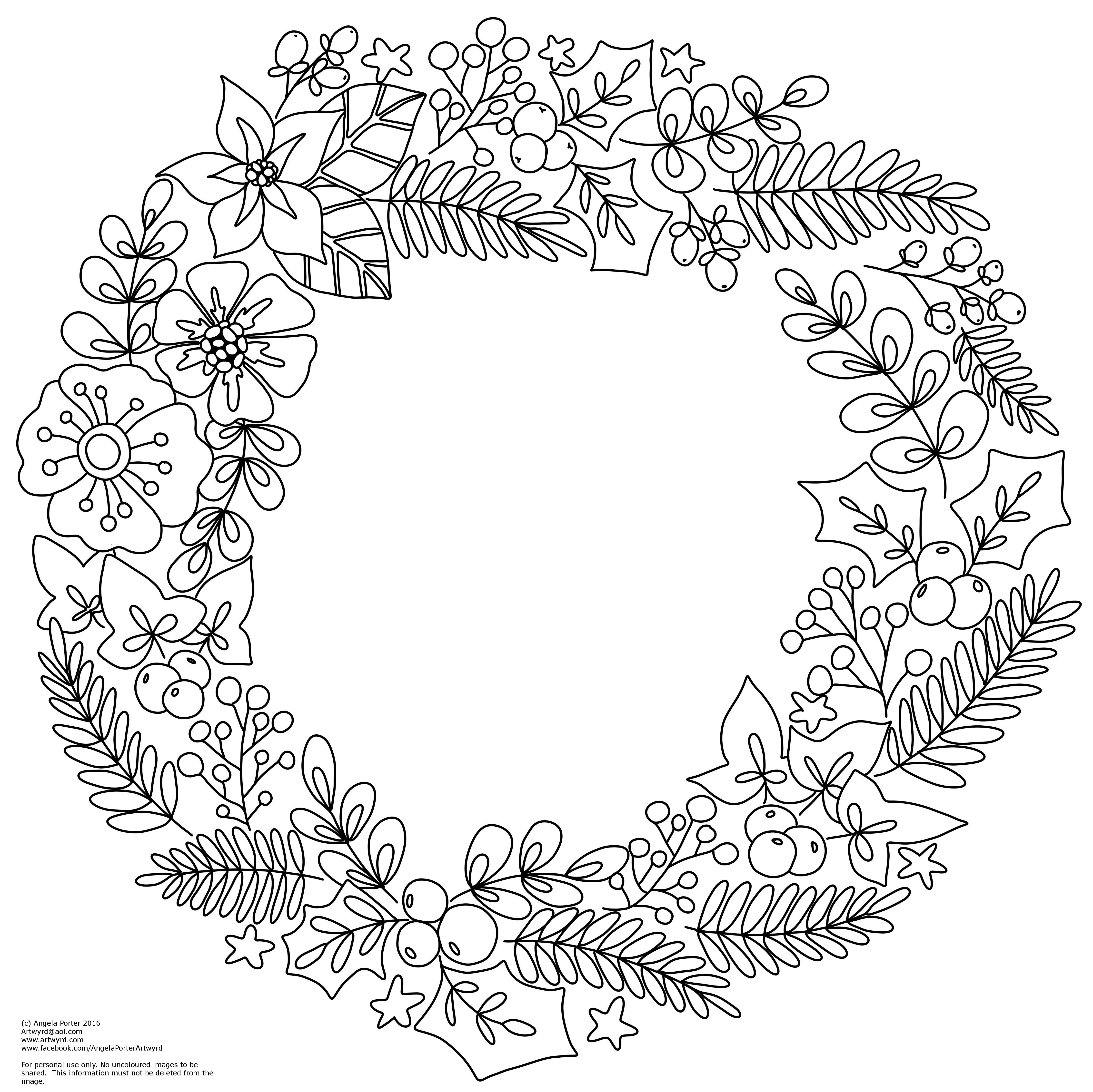 Floral Wreath Coloring Page