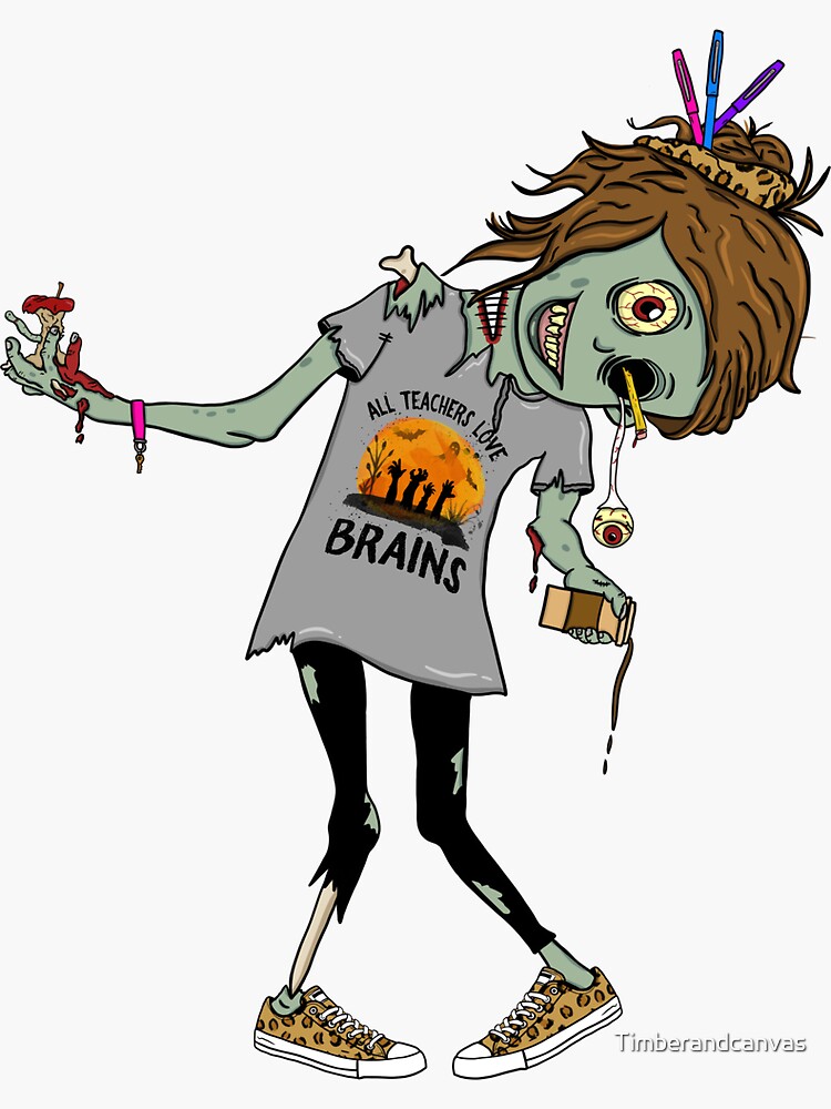 Funny Zombie Teacher Drawing