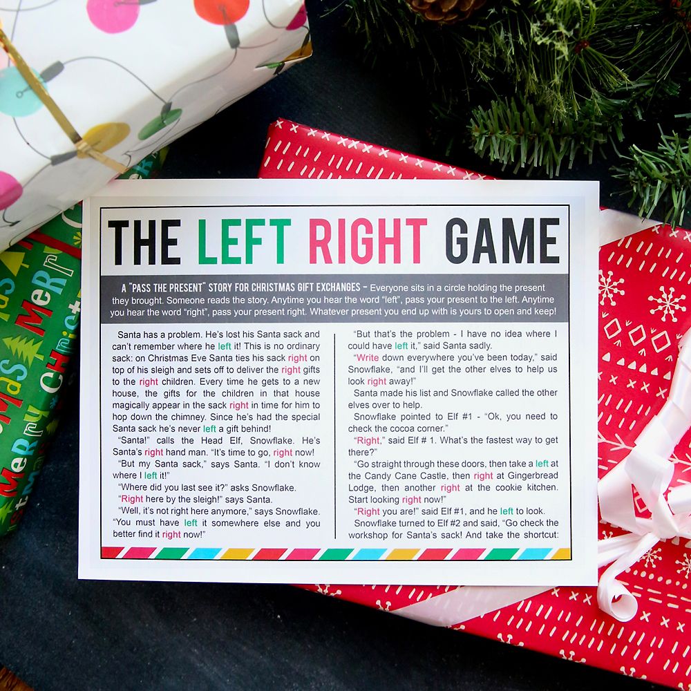 Left Right Christmas Gift Game For Adults