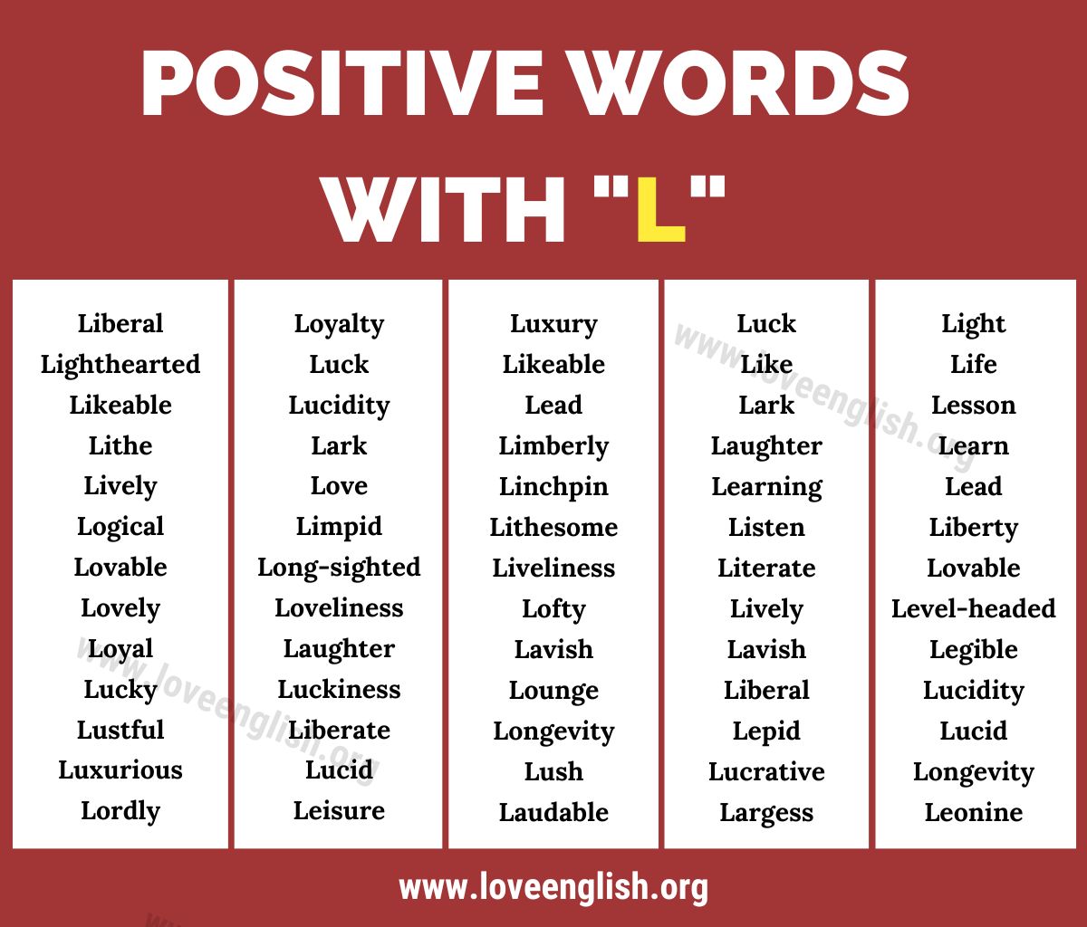 lovely words start with L