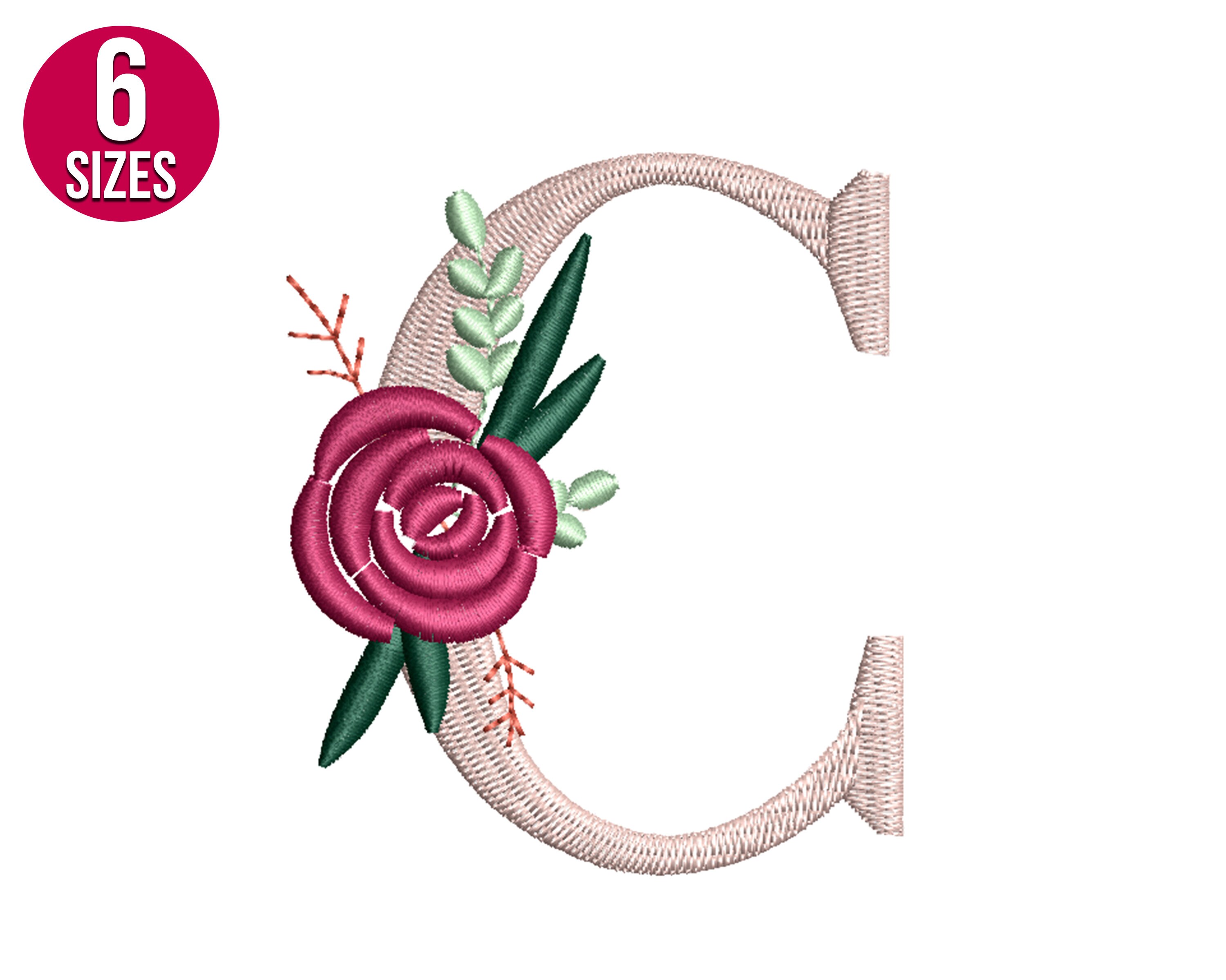 Lowercase Letter C with Floral Embellishments