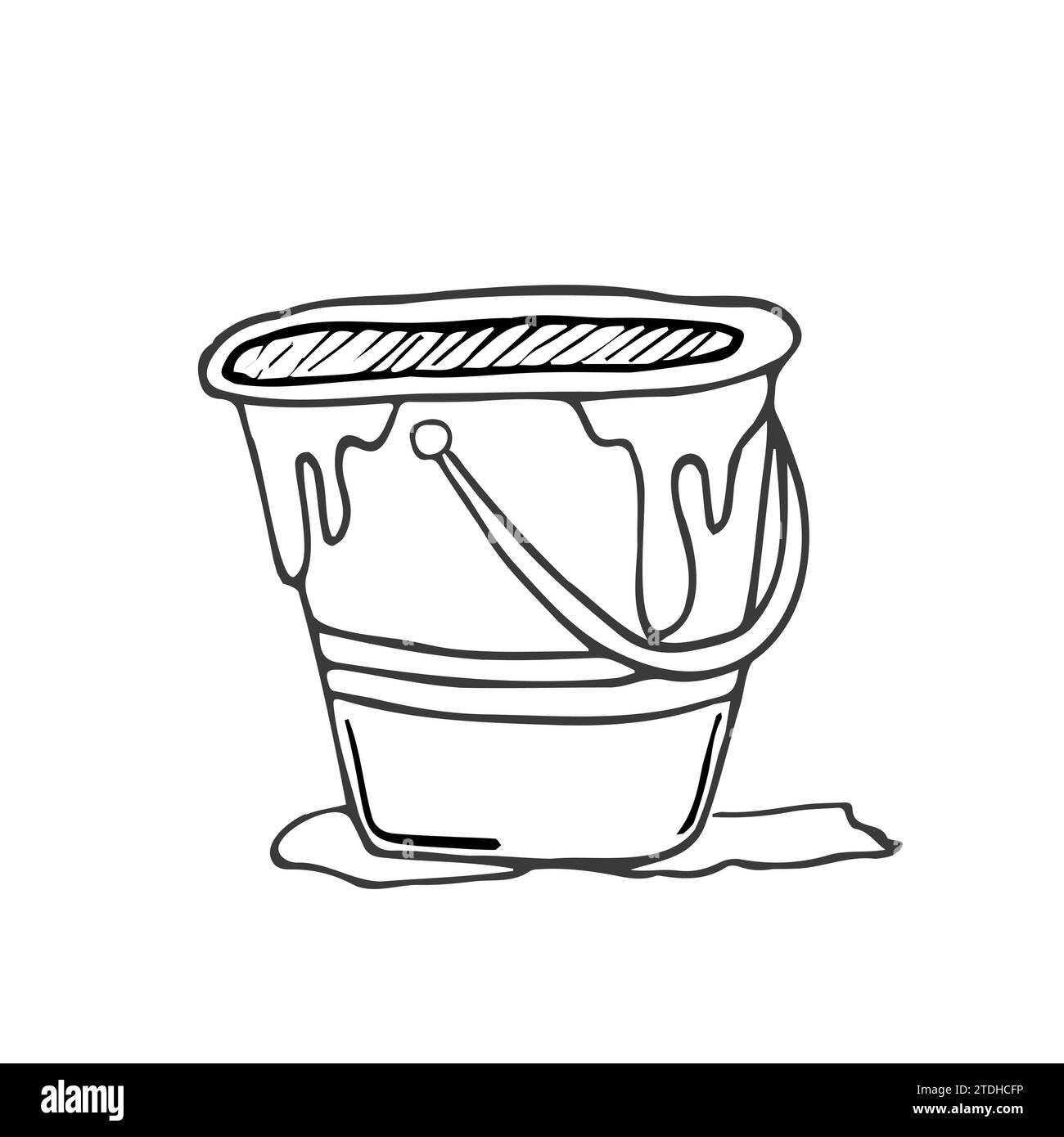 Paintbrush and paint bucket colored drawing