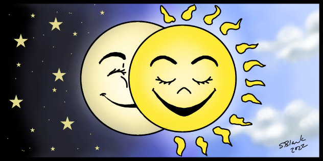 Sun and Moon Smile Drawing