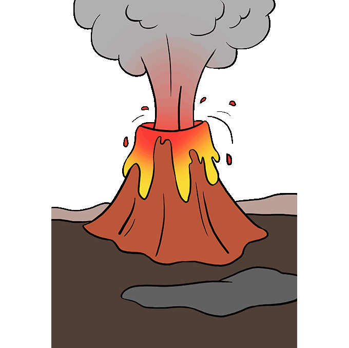 Volcanic eruption drawing