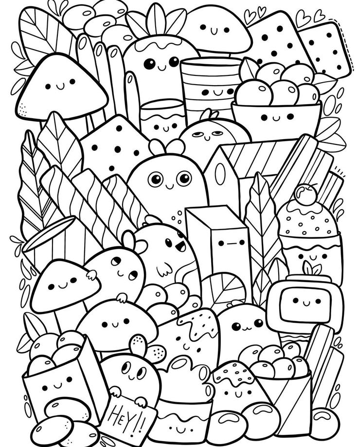 Doodle coloring pages printable for kids