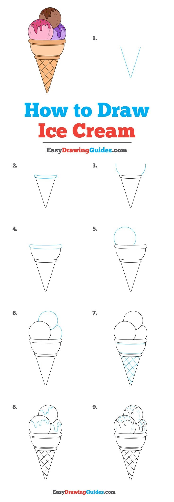 Step-by-step ice cream drawing